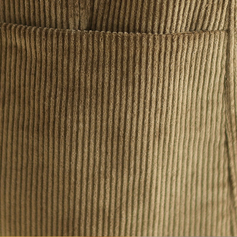Retro Plain Women's Long Sleeve Corduroy Jacket With Pockets