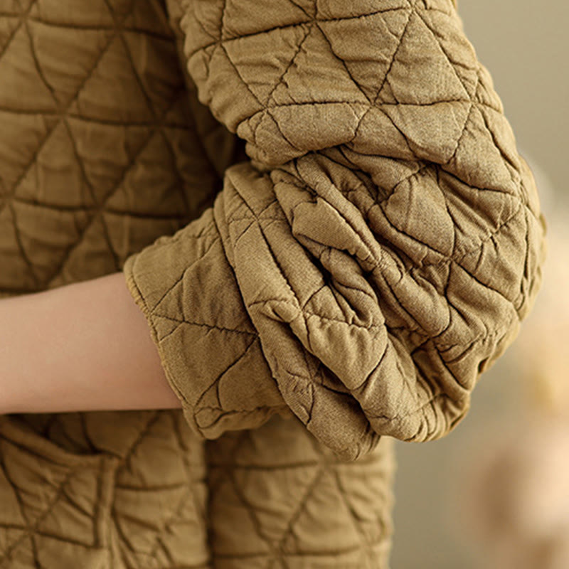 Geometric Rhombic Knit Soft Transitional Grounding Jacket
