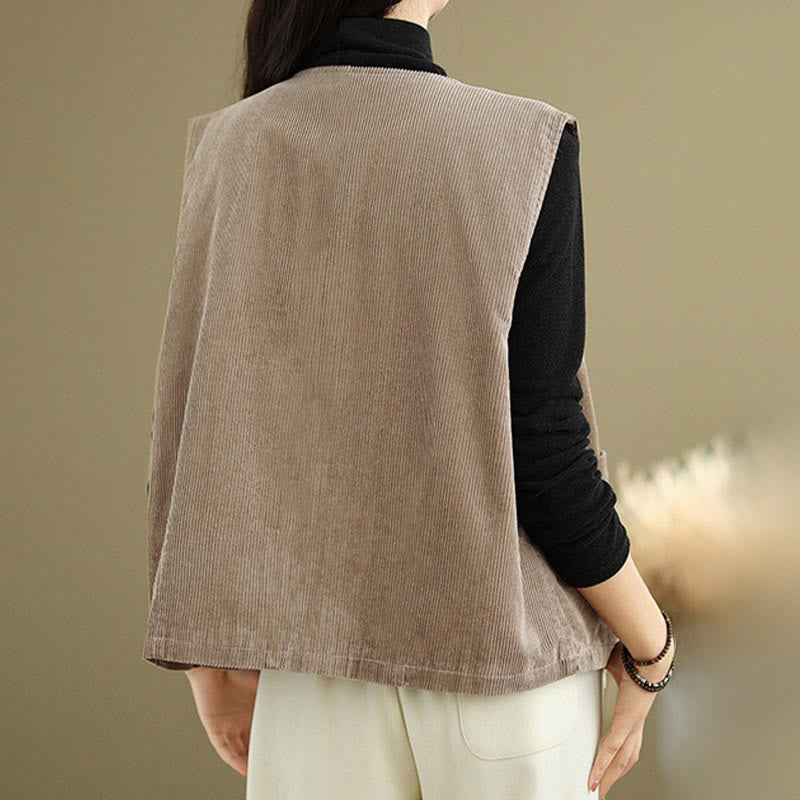 Textured Cotton Corduroy Slim Fit Sleeveless Waistcoat