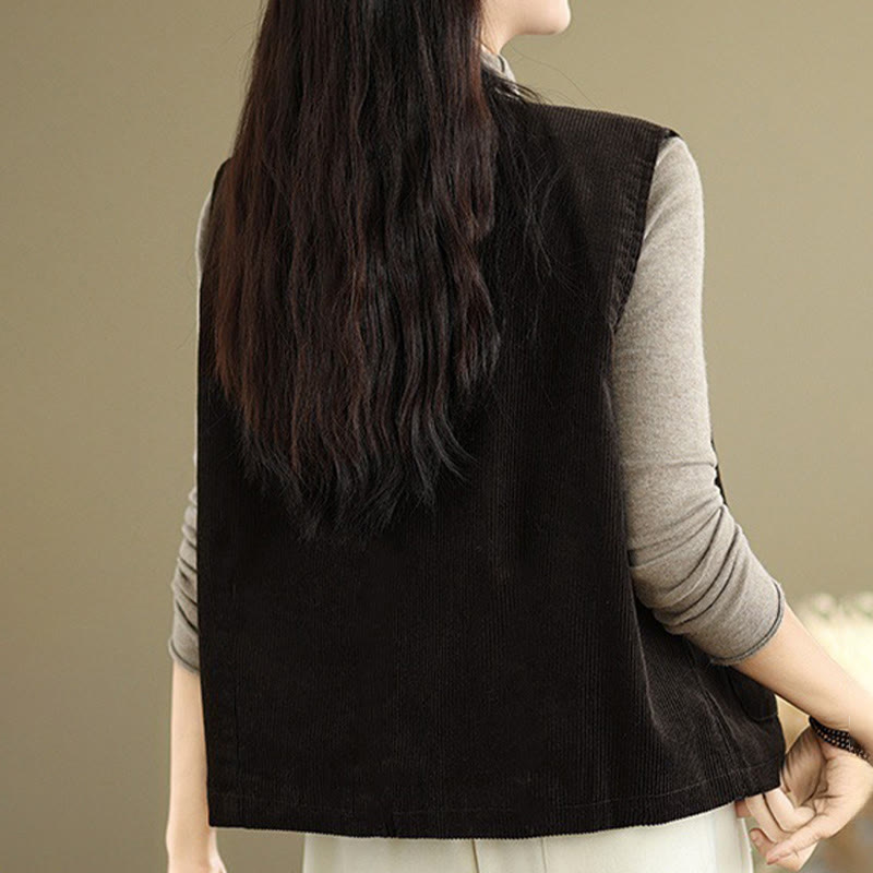 Textured Cotton Corduroy Slim Fit Sleeveless Waistcoat