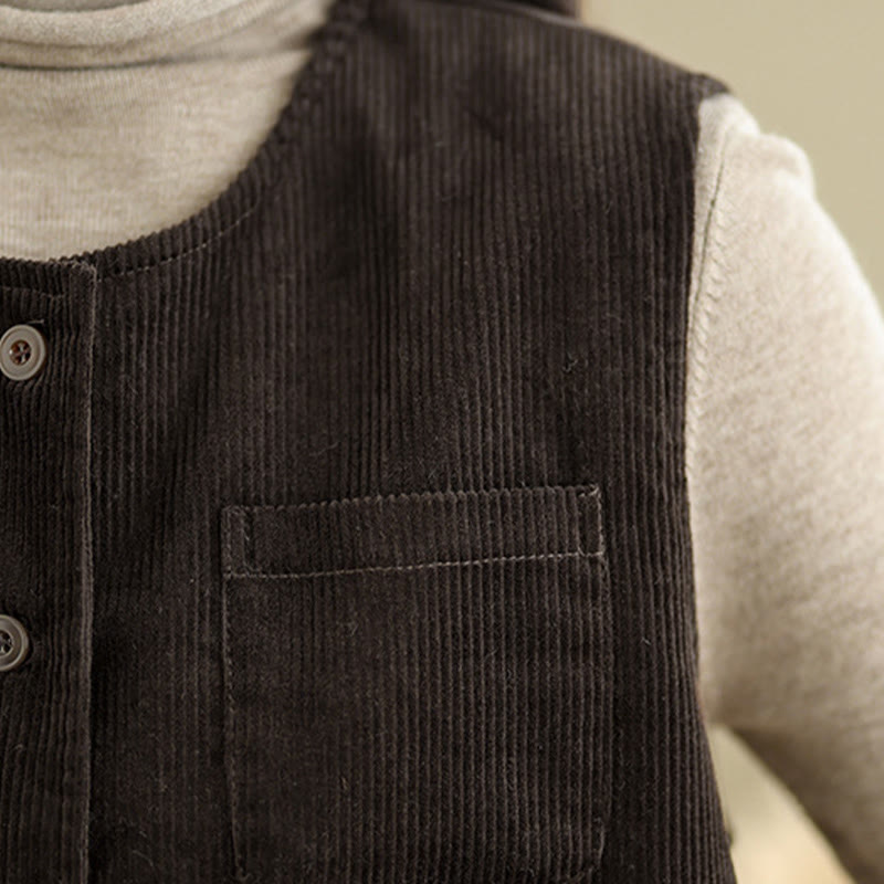 Textured Cotton Corduroy Slim Fit Sleeveless Waistcoat