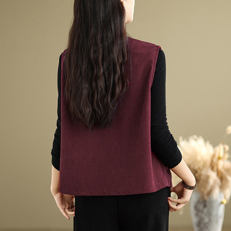 Textured Cotton Corduroy Slim Fit Sleeveless Waistcoat