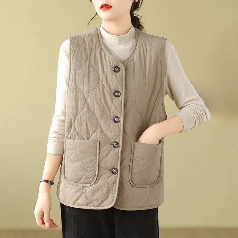 Double-sided Style Women's Viscose Fiber Sleeveless Vest Waistcoat With Pockets