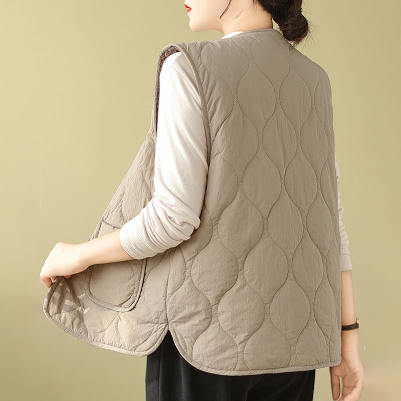 Double-sided Style Women's Viscose Fiber Sleeveless Vest Waistcoat With Pockets