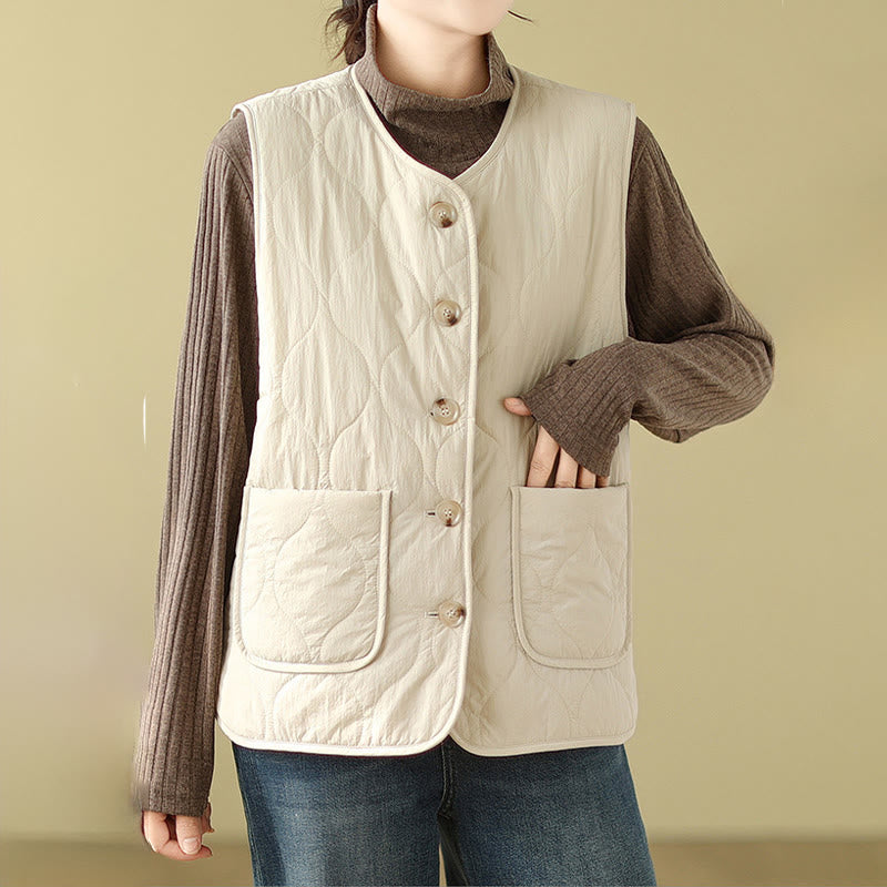 Double-sided Style Women's Viscose Fiber Sleeveless Vest Waistcoat With Pockets