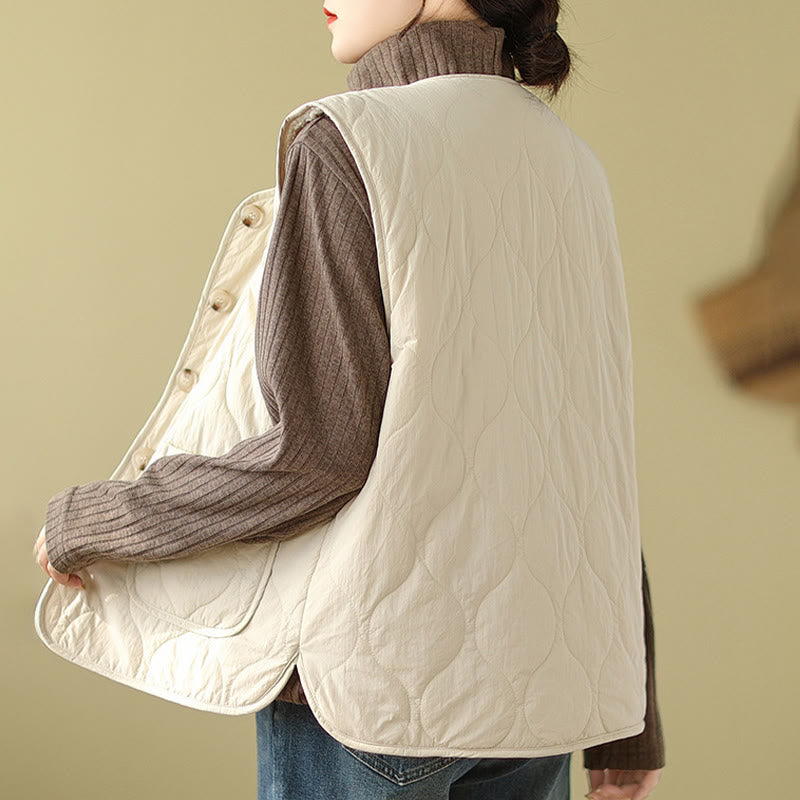 Double-sided Style Women's Viscose Fiber Sleeveless Vest Waistcoat With Pockets