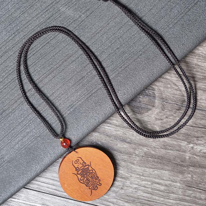Lightning Struck Jujube Wood Yin Yang Bagua Luck Necklace Pendant