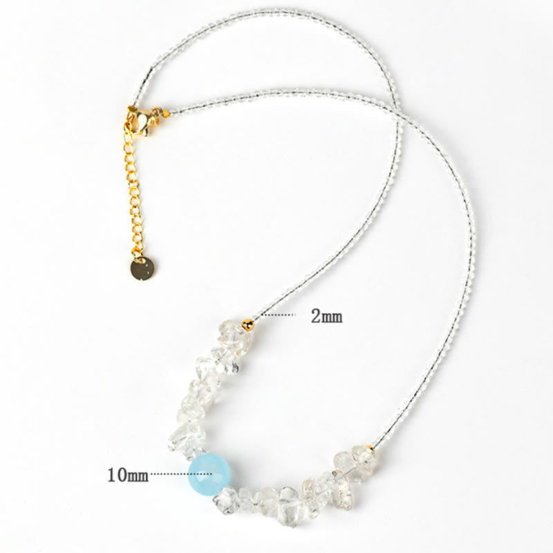 Irregular White Crystal Aquamarine Bead Healing Necklace Pendant