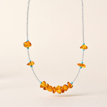 White Crystal Bead Irregular Amber Clarity Necklace Pendant