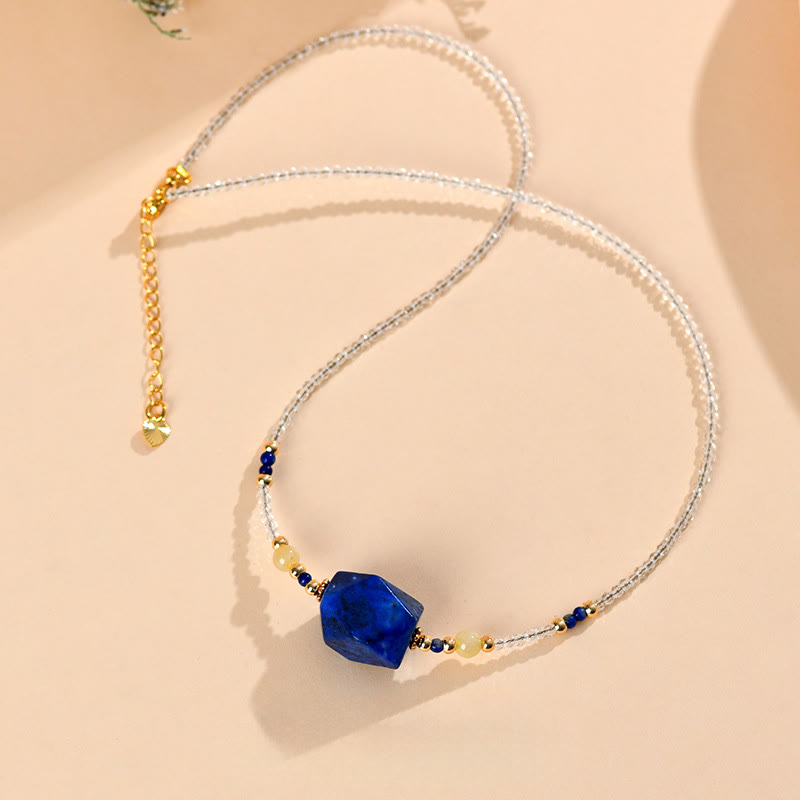 White Crystal Lazurite Healing Meditation Necklace Pendant