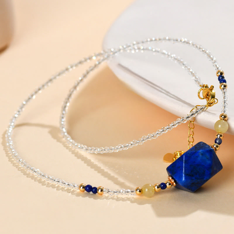 White Crystal Lazurite Healing Meditation Necklace Pendant