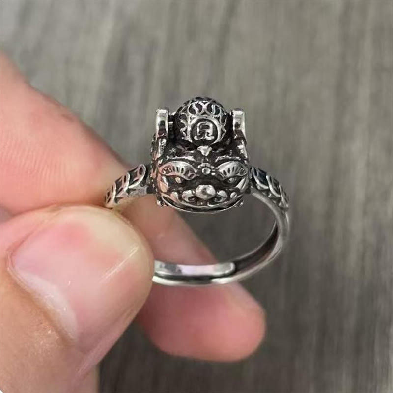Rotatable Copper Pixiu Ring with Ancient Chinese Coin Symbol