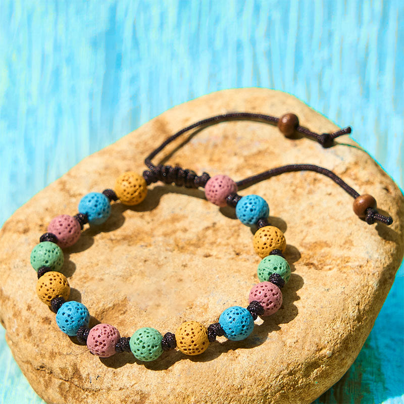 Adjustable Multi-Color Lava Stone Grounding Bracelet