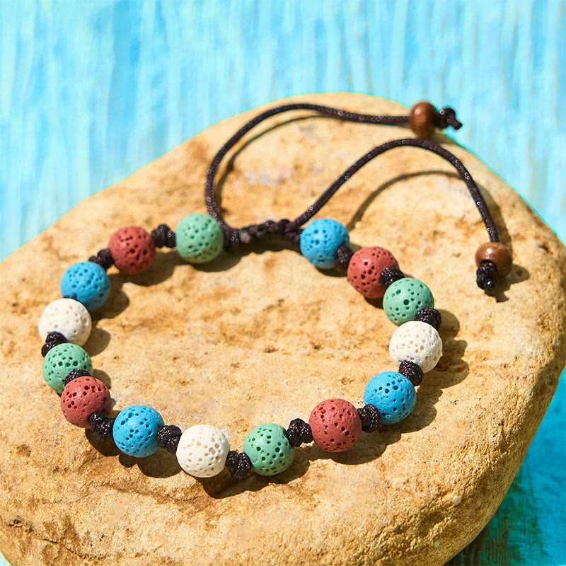 Adjustable Multi-Color Lava Stone Grounding Bracelet