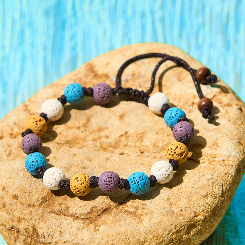 Adjustable Multi-Color Lava Stone Grounding Bracelet