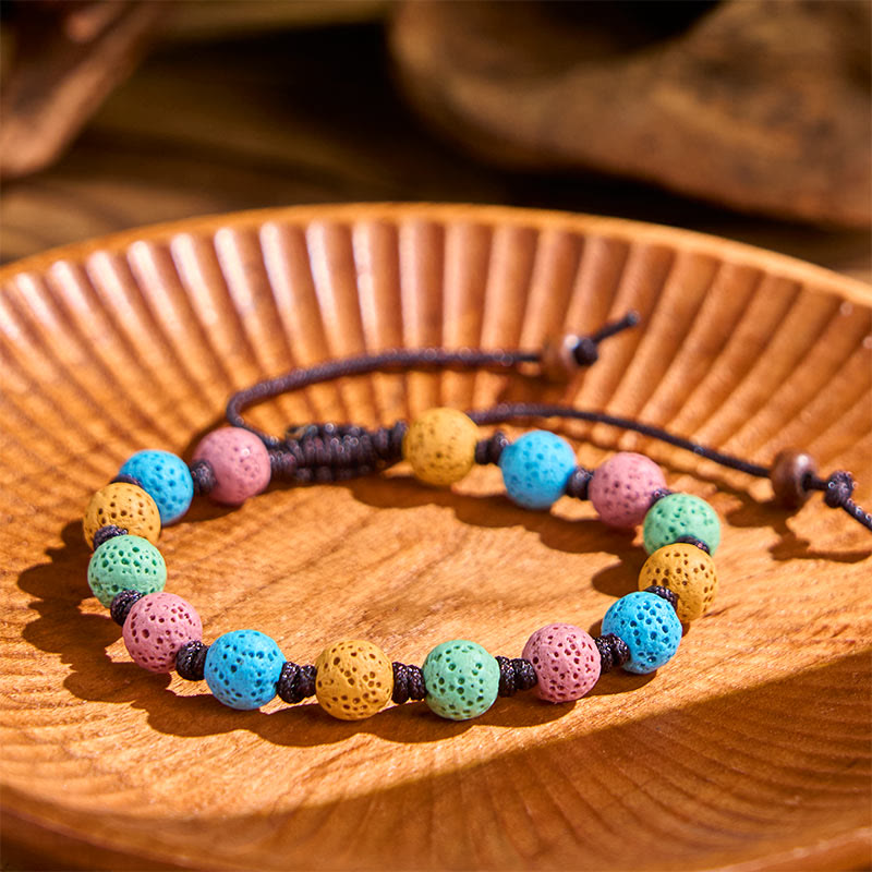 Adjustable Multi-Color Lava Stone Grounding Bracelet