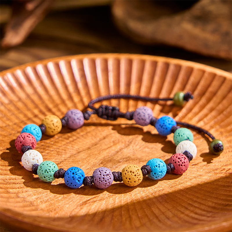 Adjustable Multi-Color Lava Stone Grounding Bracelet