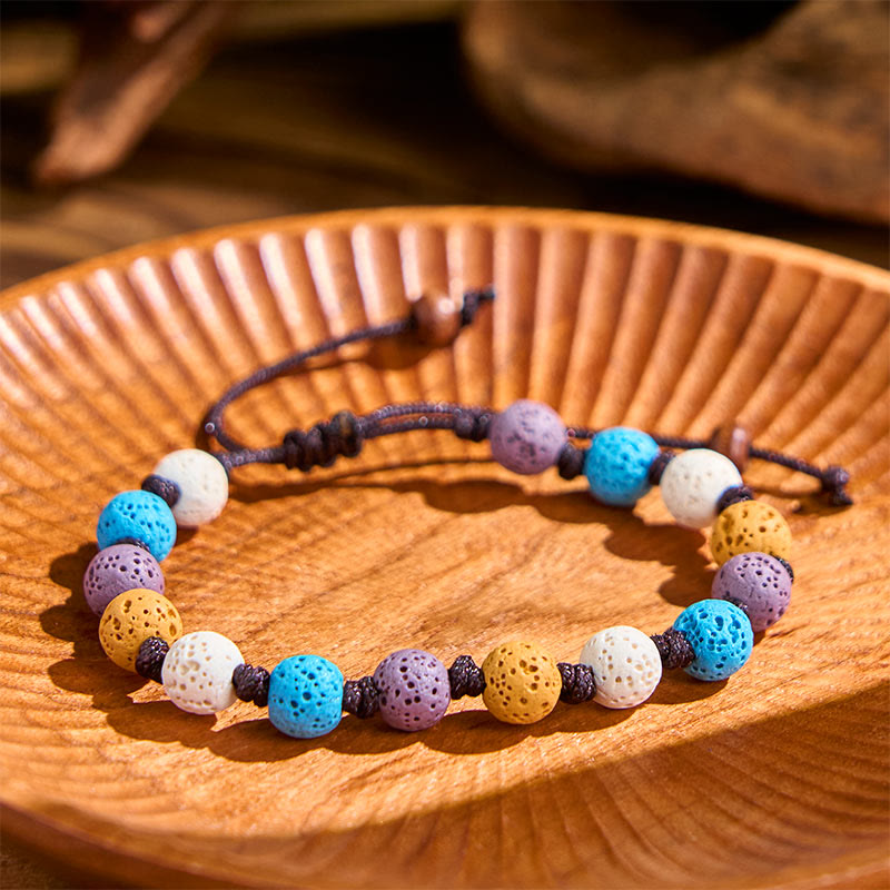 Adjustable Multi-Color Lava Stone Grounding Bracelet