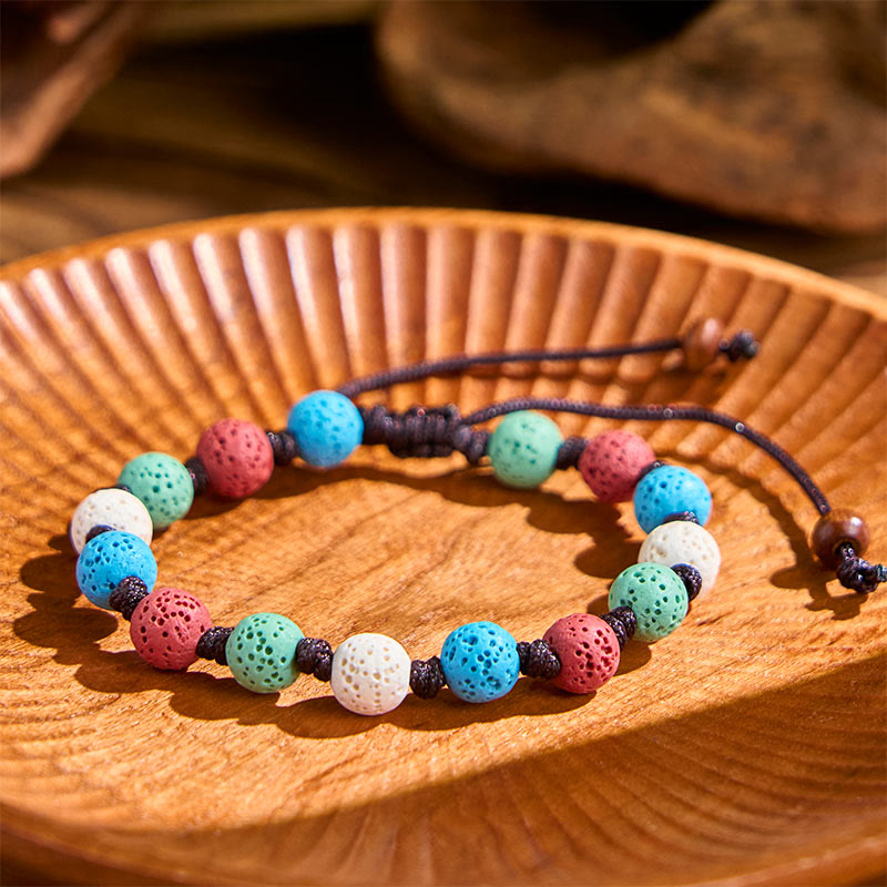 Adjustable Multi-Color Lava Stone Grounding Bracelet