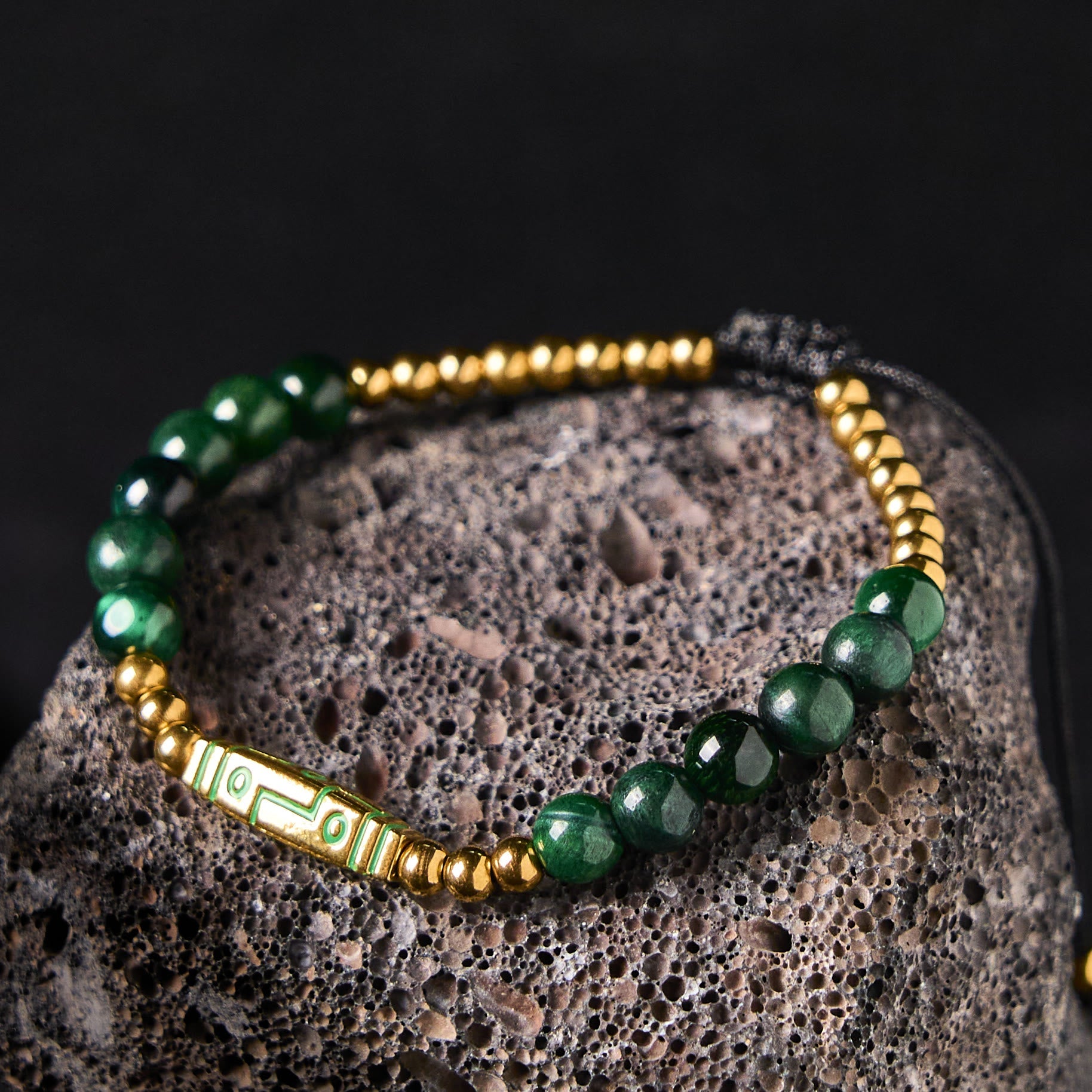 Bone Pattern Titanium Steel and Tiger Eye Beaded Courage Bracelet