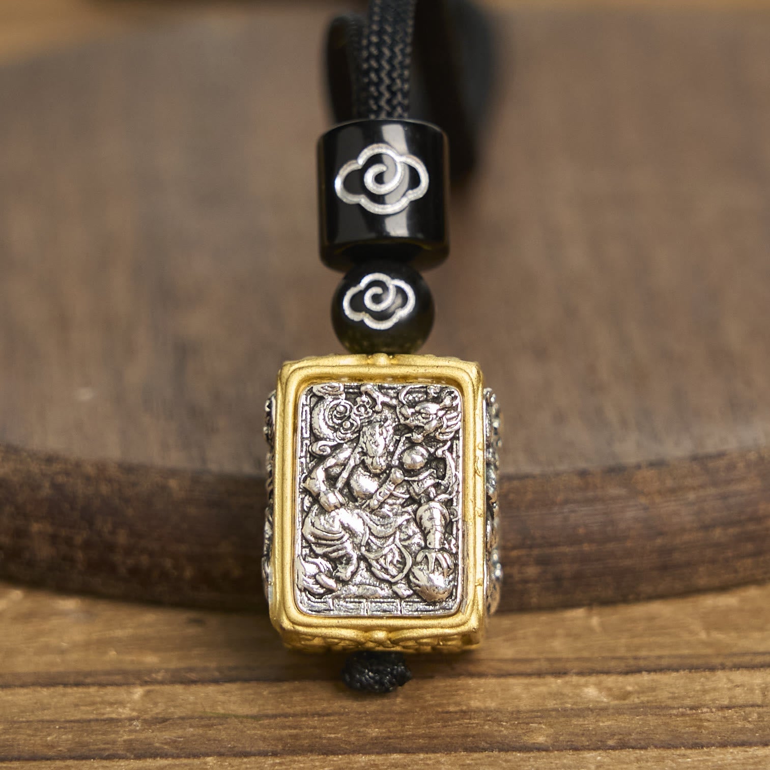 Tibetan Zakiram Goddess Of Wealth Protection Rope Square Necklace Pendant