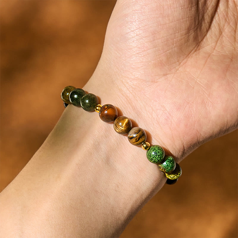 Turquoise Tiger Eye Beads Glass Balance Serenity Bracelet