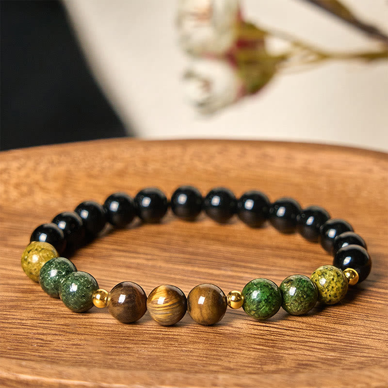 Turquoise Tiger Eye Beads Glass Balance Serenity Bracelet