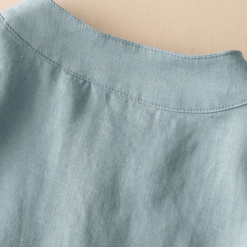 Casual Women's V-neck Three Quarter Sleeve Design Plain Shirt