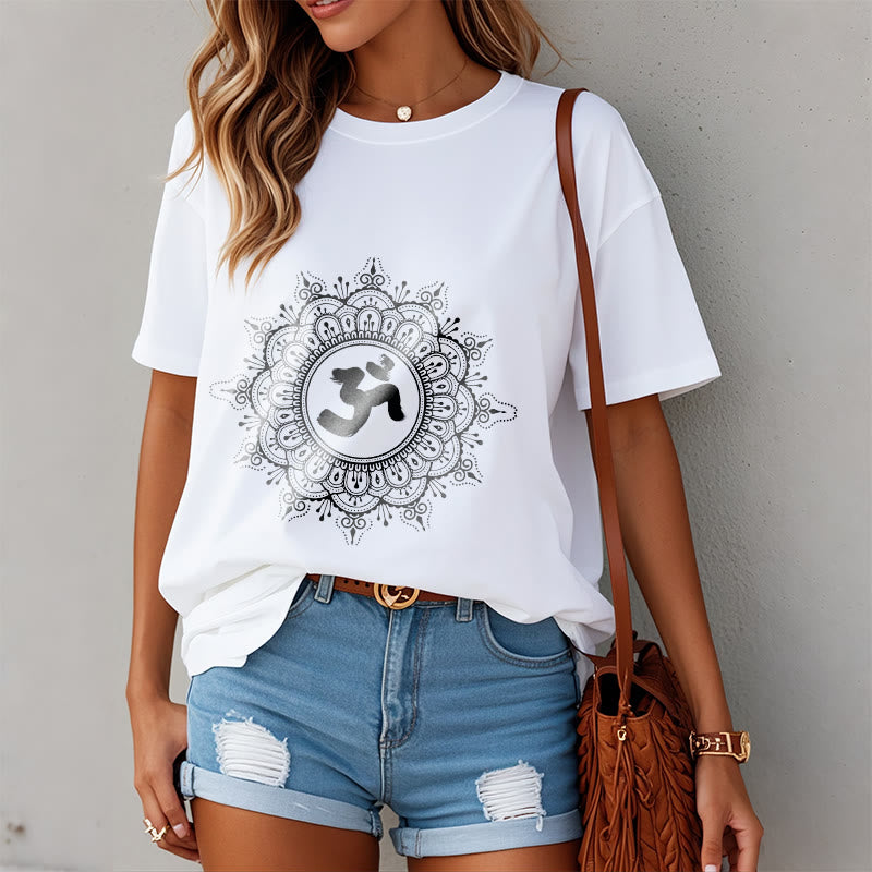 Soft Cotton Mandala Om Geometry Meditation Tee