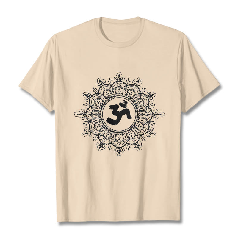 Soft Cotton Mandala Om Geometry Meditation Tee