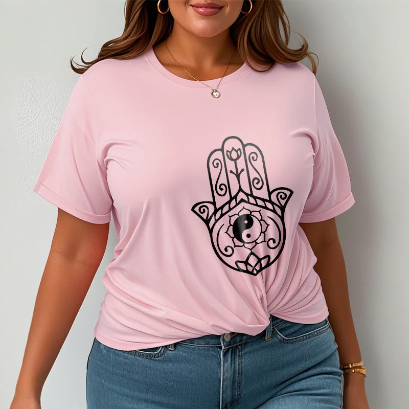 Breathable Cotton Hamsa Yin Yang Meditation Tee