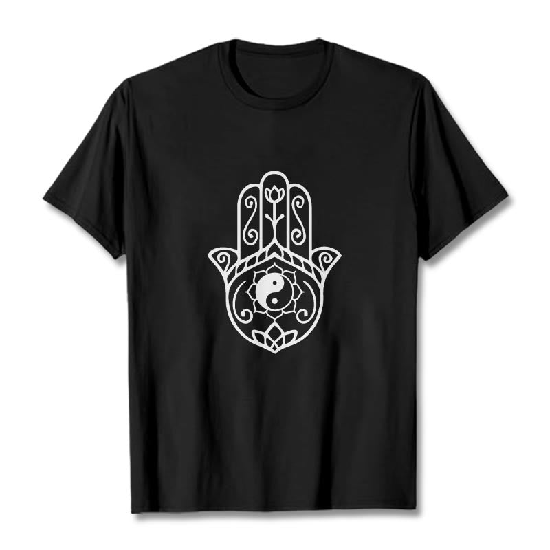 Breathable Cotton Hamsa Yin Yang Meditation Tee