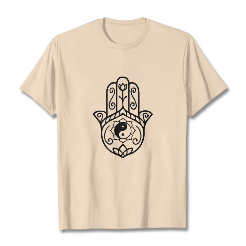 Breathable Cotton Hamsa Yin Yang Meditation Tee