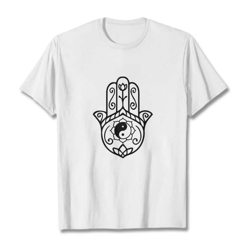 Breathable Cotton Hamsa Yin Yang Meditation Tee