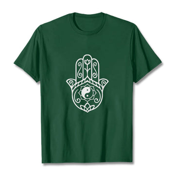 Breathable Cotton Hamsa Yin Yang Meditation Tee