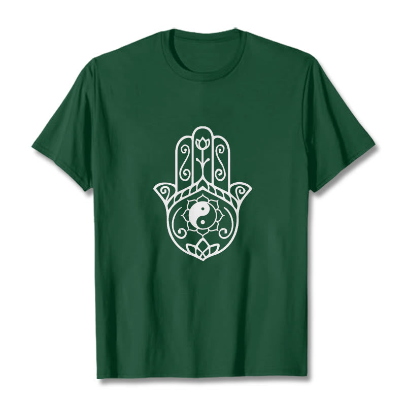 Breathable Cotton Hamsa Yin Yang Meditation Tee