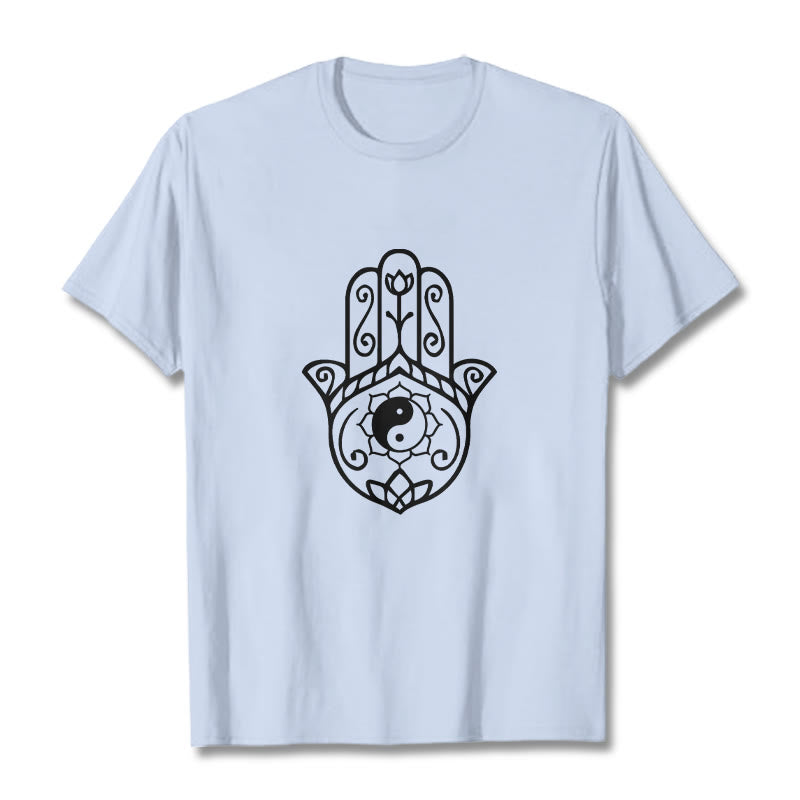 Breathable Cotton Hamsa Yin Yang Meditation Tee