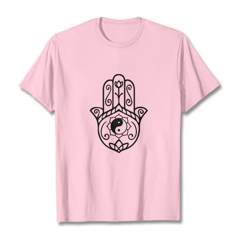 Breathable Cotton Hamsa Yin Yang Meditation Tee