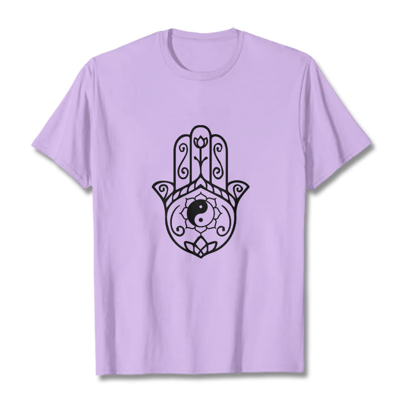 Breathable Cotton Hamsa Yin Yang Meditation Tee