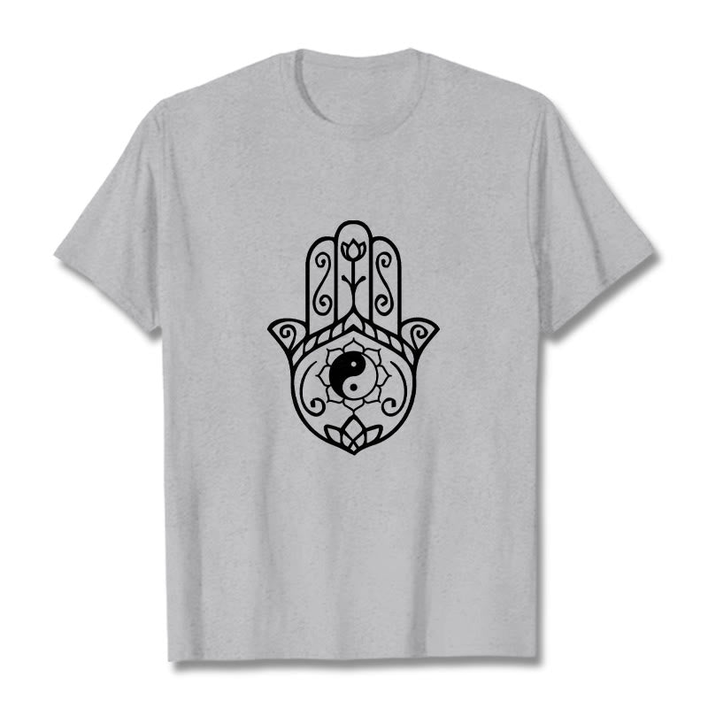 Breathable Cotton Hamsa Yin Yang Meditation Tee