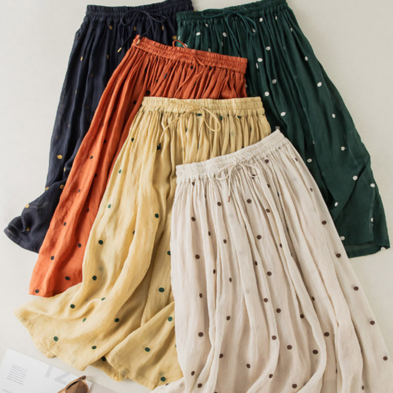 Artistic Vintage Dot Pattern Women's Pleated Skirt