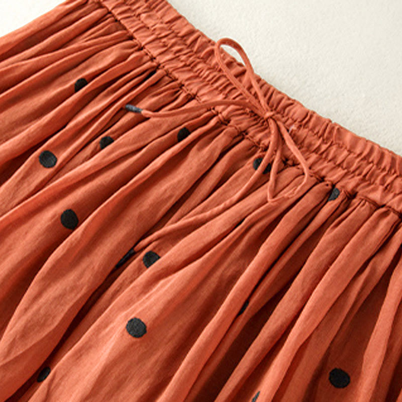 Artistic Vintage Dot Pattern Women's Pleated Skirt