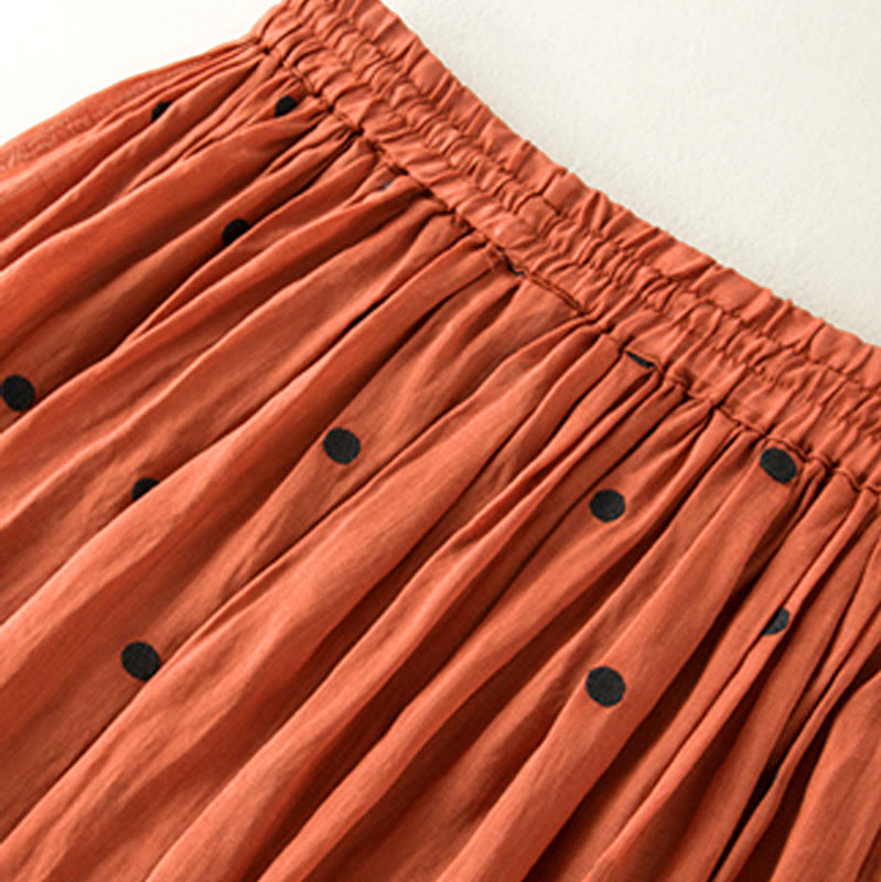 Artistic Vintage Dot Pattern Women's Pleated Skirt