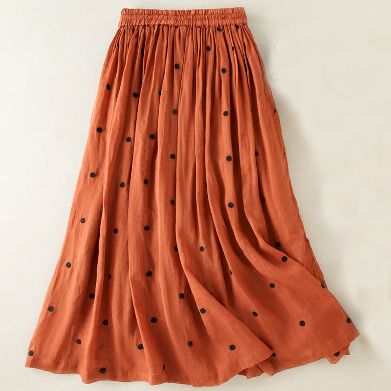 Artistic Vintage Dot Pattern Women's Pleated Skirt
