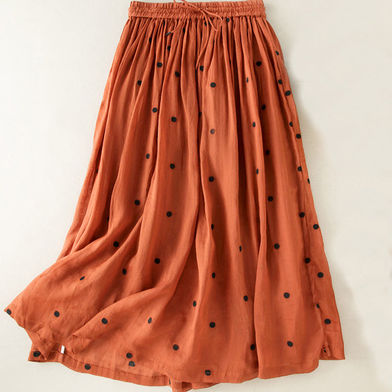 Artistic Vintage Dot Pattern Women's Pleated Skirt