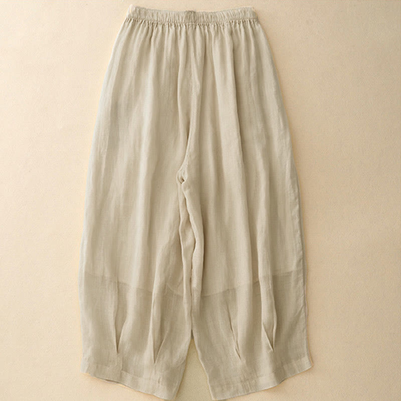 Casual Loose Double Layer 7-8 Length Cropped Pants Women's Pants With Pockets