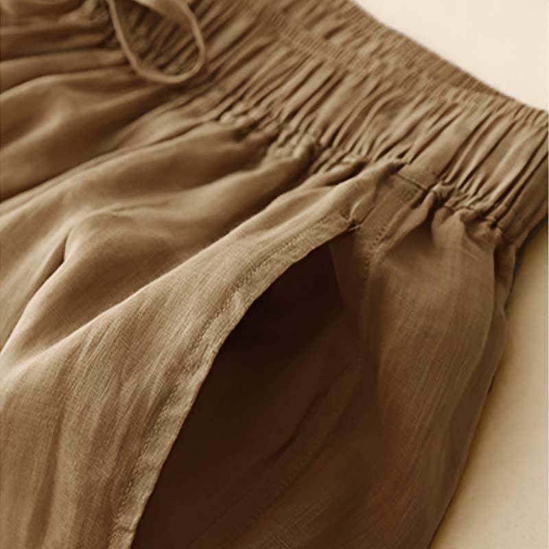 Casual Loose Double Layer 7-8 Length Cropped Pants Women's Pants With Pockets