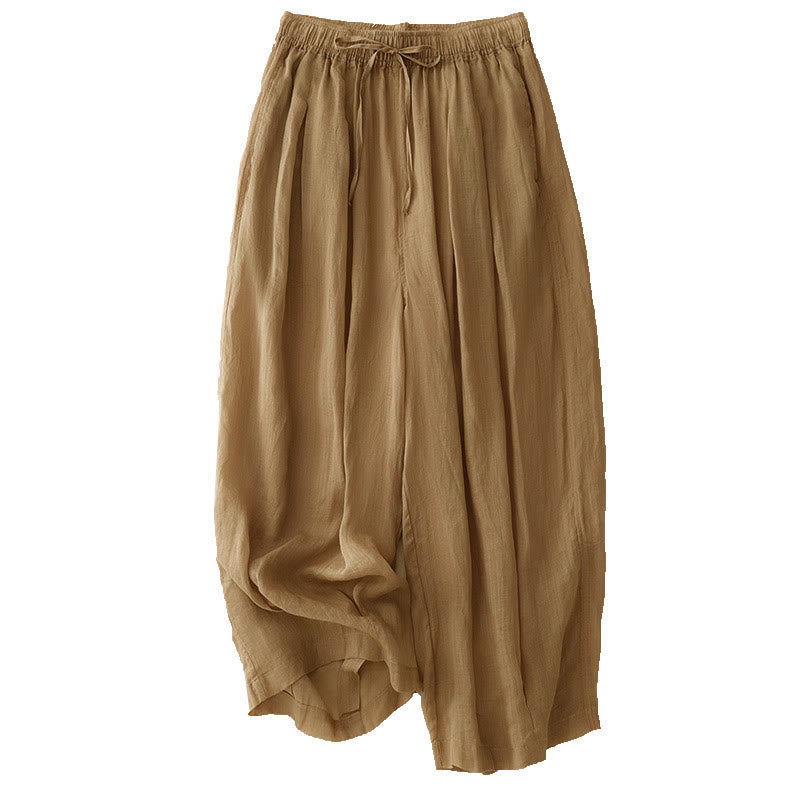 Casual Loose Double Layer 7-8 Length Cropped Pants Women's Pants With Pockets
