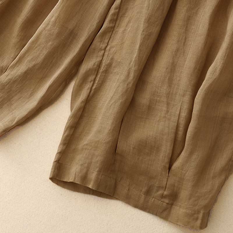 Casual Loose Double Layer 7-8 Length Cropped Pants Women's Pants With Pockets