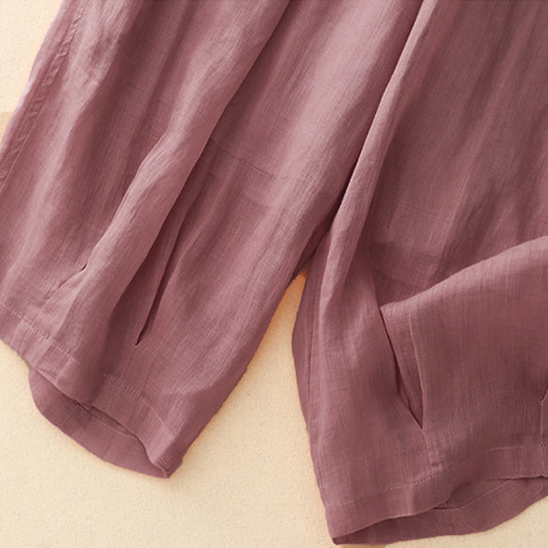 Casual Loose Double Layer 7-8 Length Cropped Pants Women's Pants With Pockets